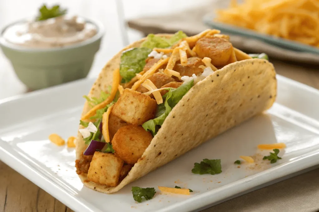 Spicy potato taco with crispy potatoes and chipotle sauce