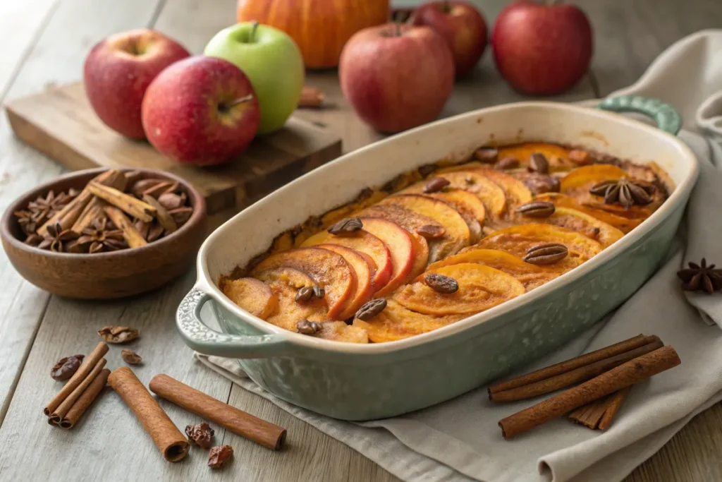 Sweet Potato and Apple Casserole with Pecan Topping