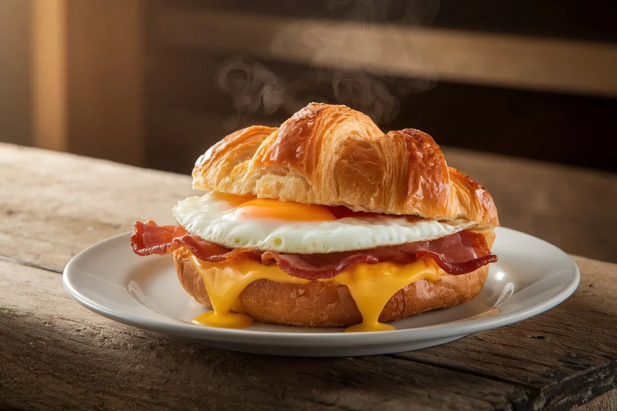 Freshly cooked Jimmy Dean breakfast sandwich