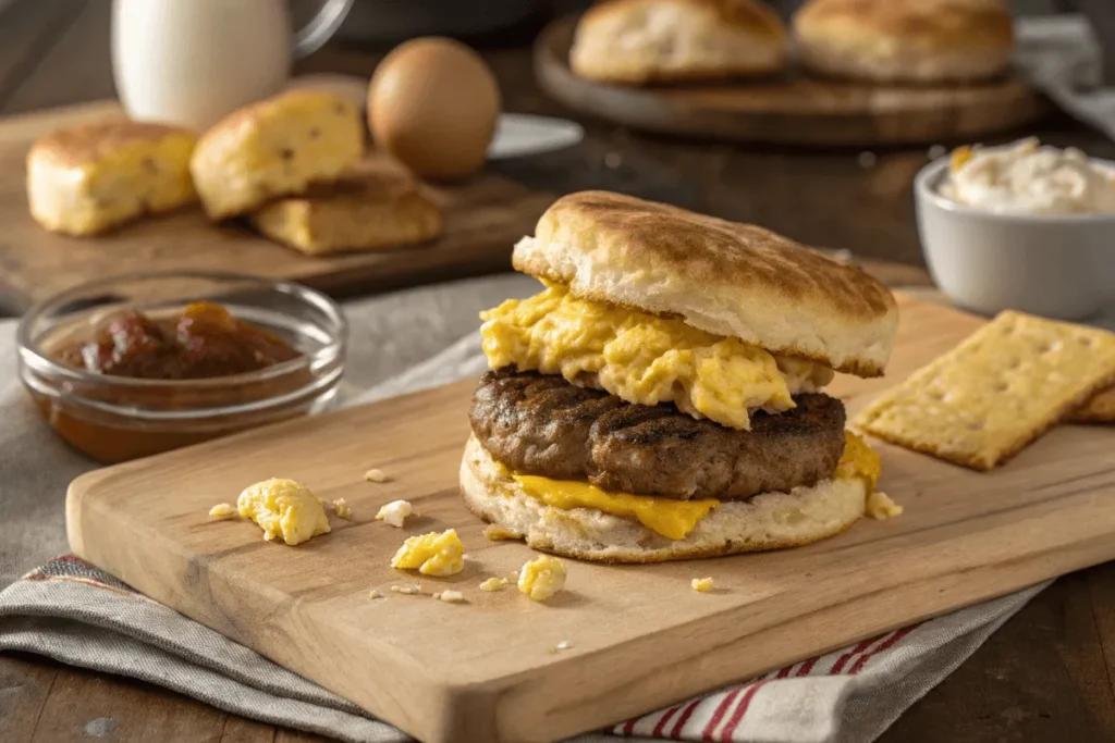 Ingredients of a Jimmy Dean breakfast sandwich