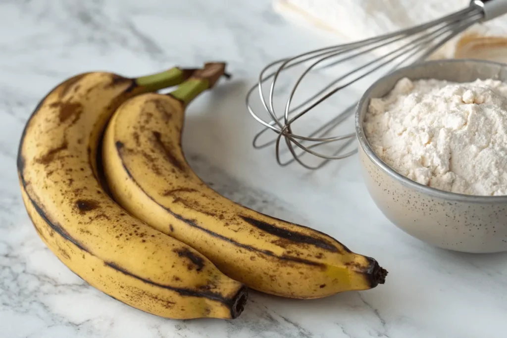 Overripe bananas with brown spots ready for banana bread baking