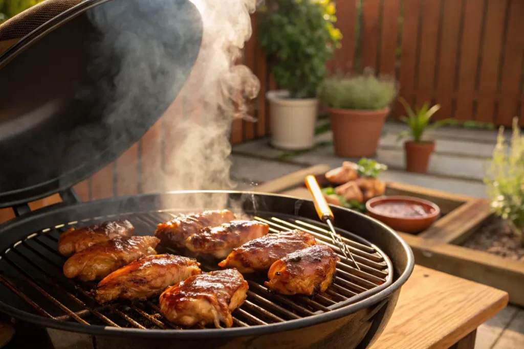 Grilled brown sugar BBQ chicken basted with sauce