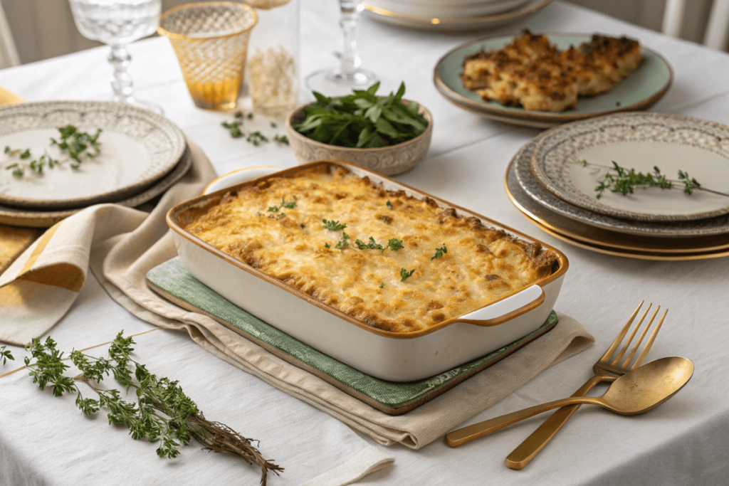 Perfectly baked hash brown casserole with a golden crust.