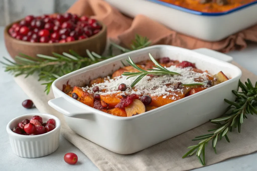 Sweet Potato and Apple Casserole with Cranberries