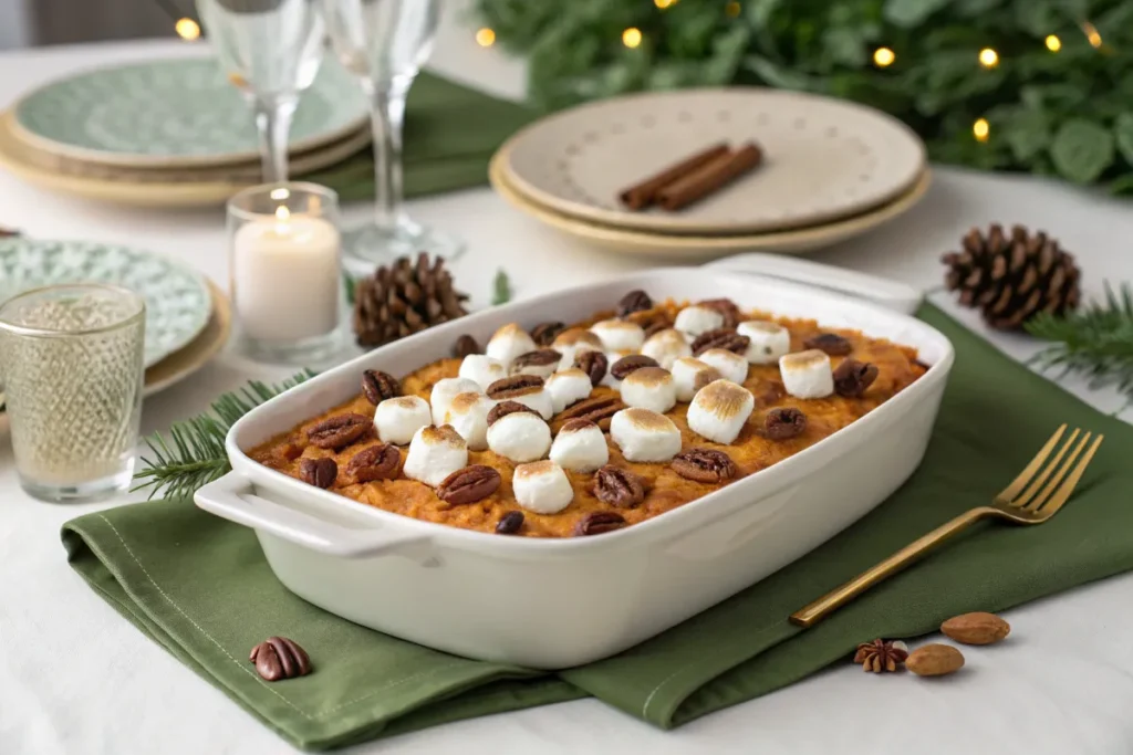 Aldi Sweet Potato Casserole variation with marshmallows and pecans