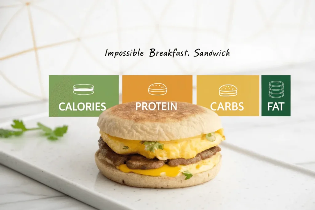 Nutritional facts of the Impossible Breakfast Sandwich.